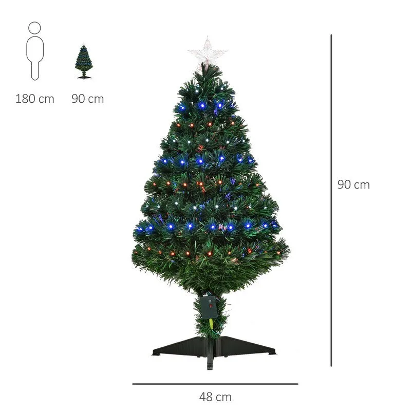3FT Prelit Artificial Christmas Tree with Multi-Coloured Fiber Optic LED Light