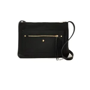 Accessorize London Women's Faux Leather Black Ellie Sling Bag