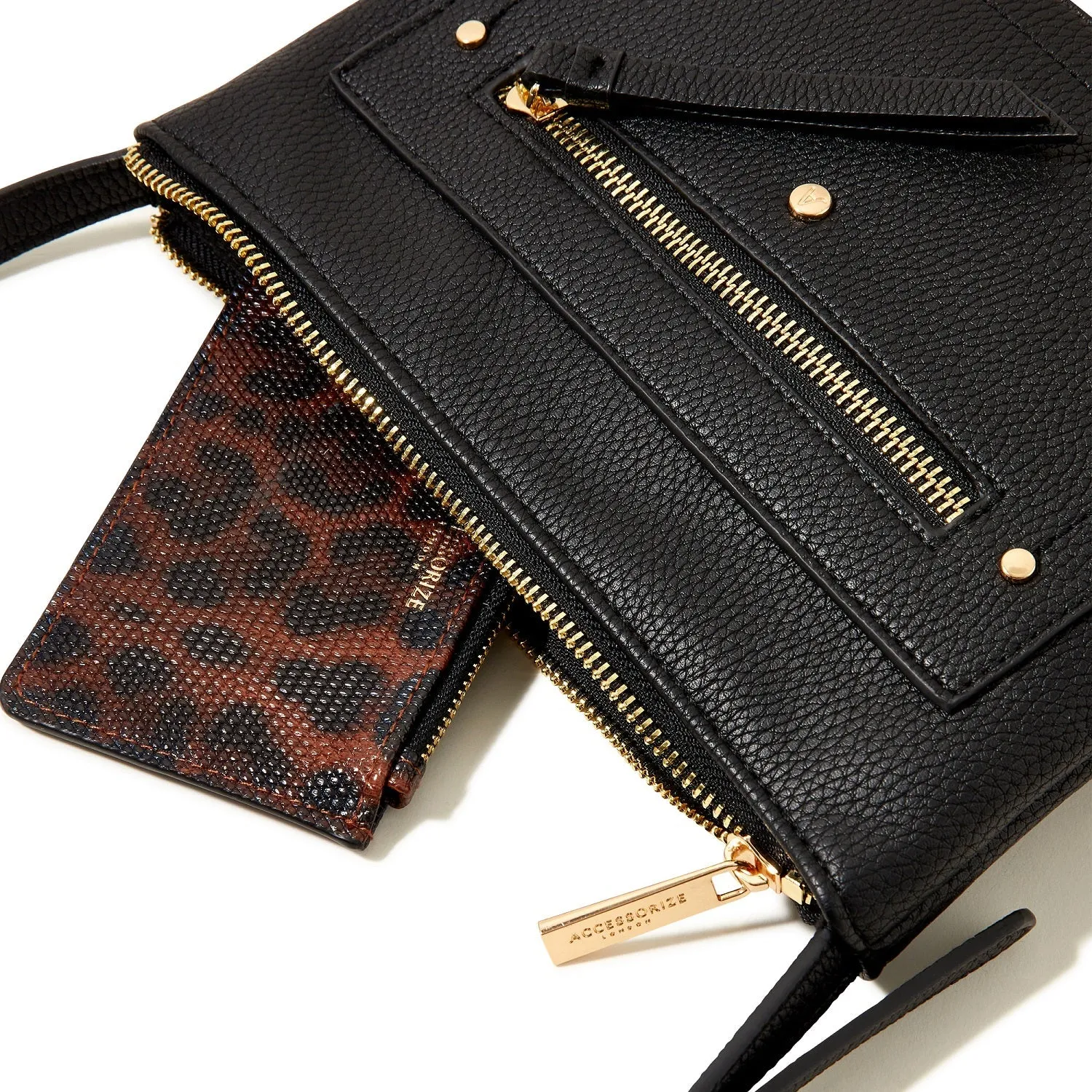 Accessorize London Women's Faux Leather Black Ellie Sling Bag