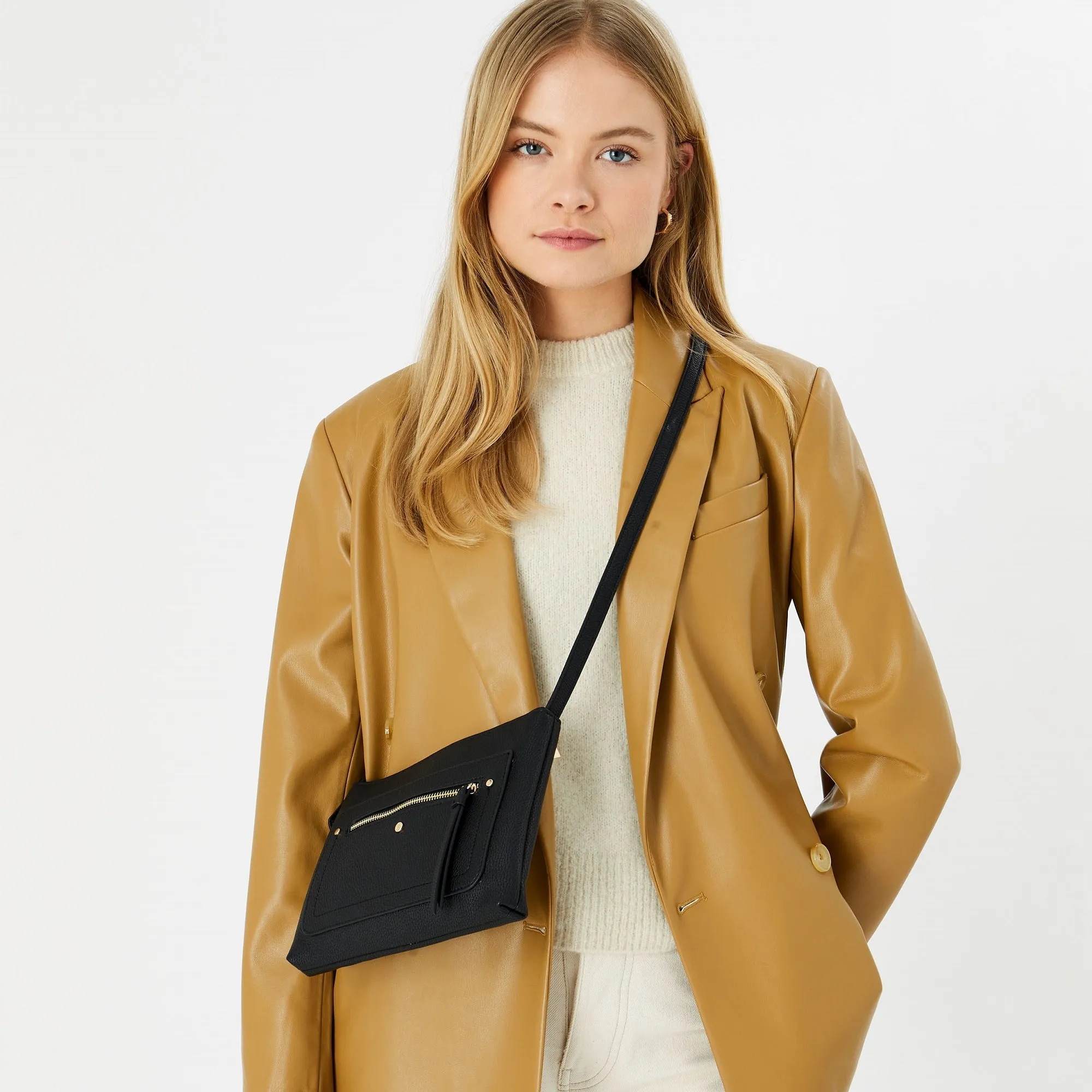 Accessorize London Women's Faux Leather Black Ellie Sling Bag