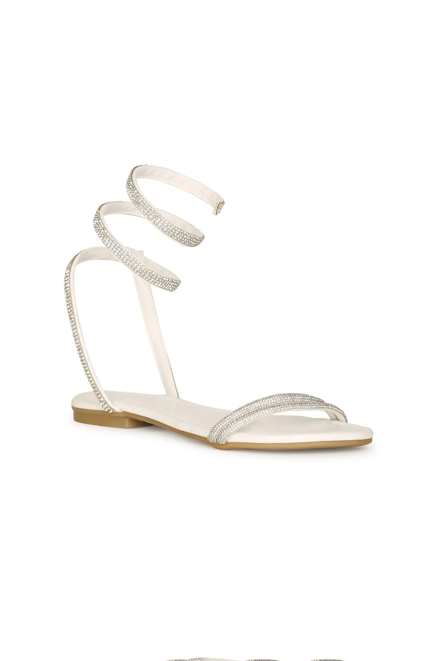 Aeryn - Embellished Spiral Coil Strap Flat Sandals