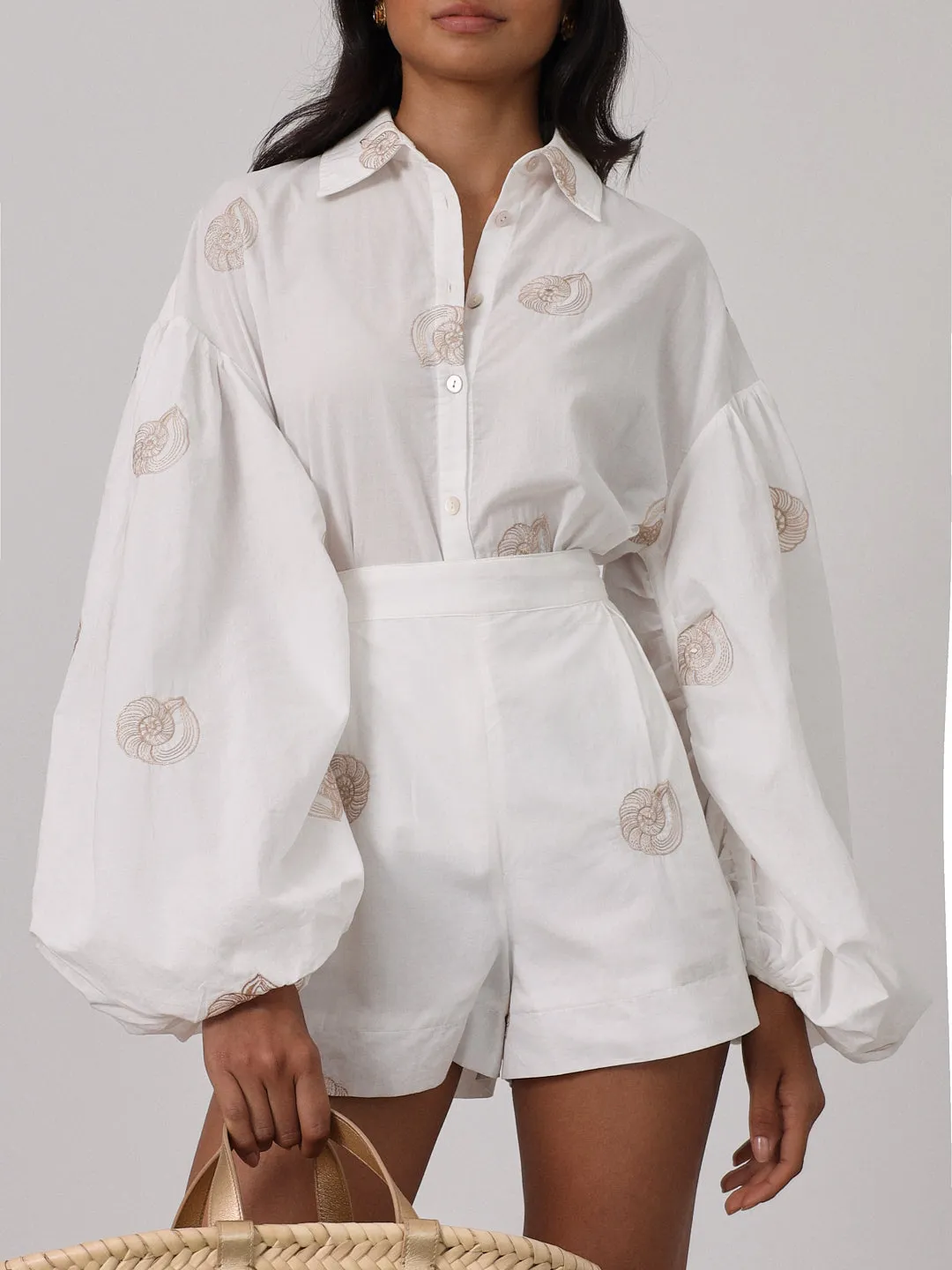 Avia Embroidered Cotton Shorts | White