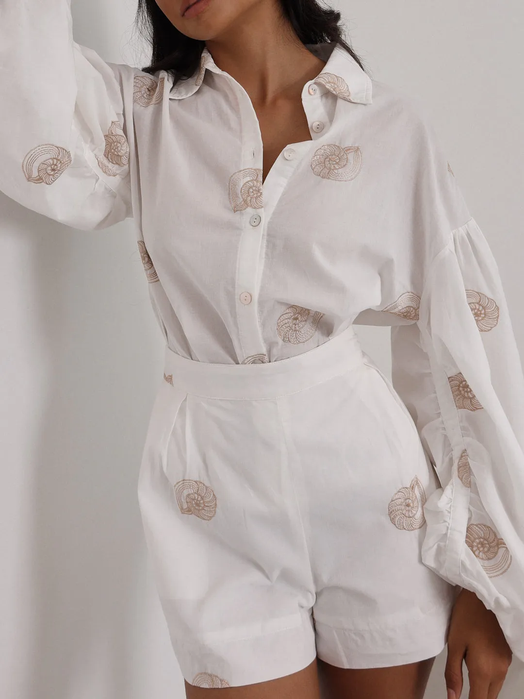 Avia Embroidered Cotton Shorts | White