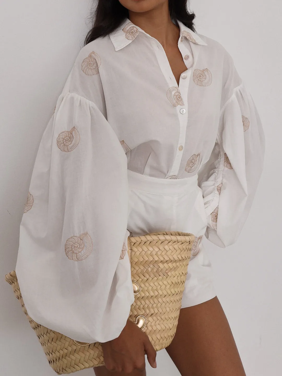 Avia Embroidered Cotton Shorts | White