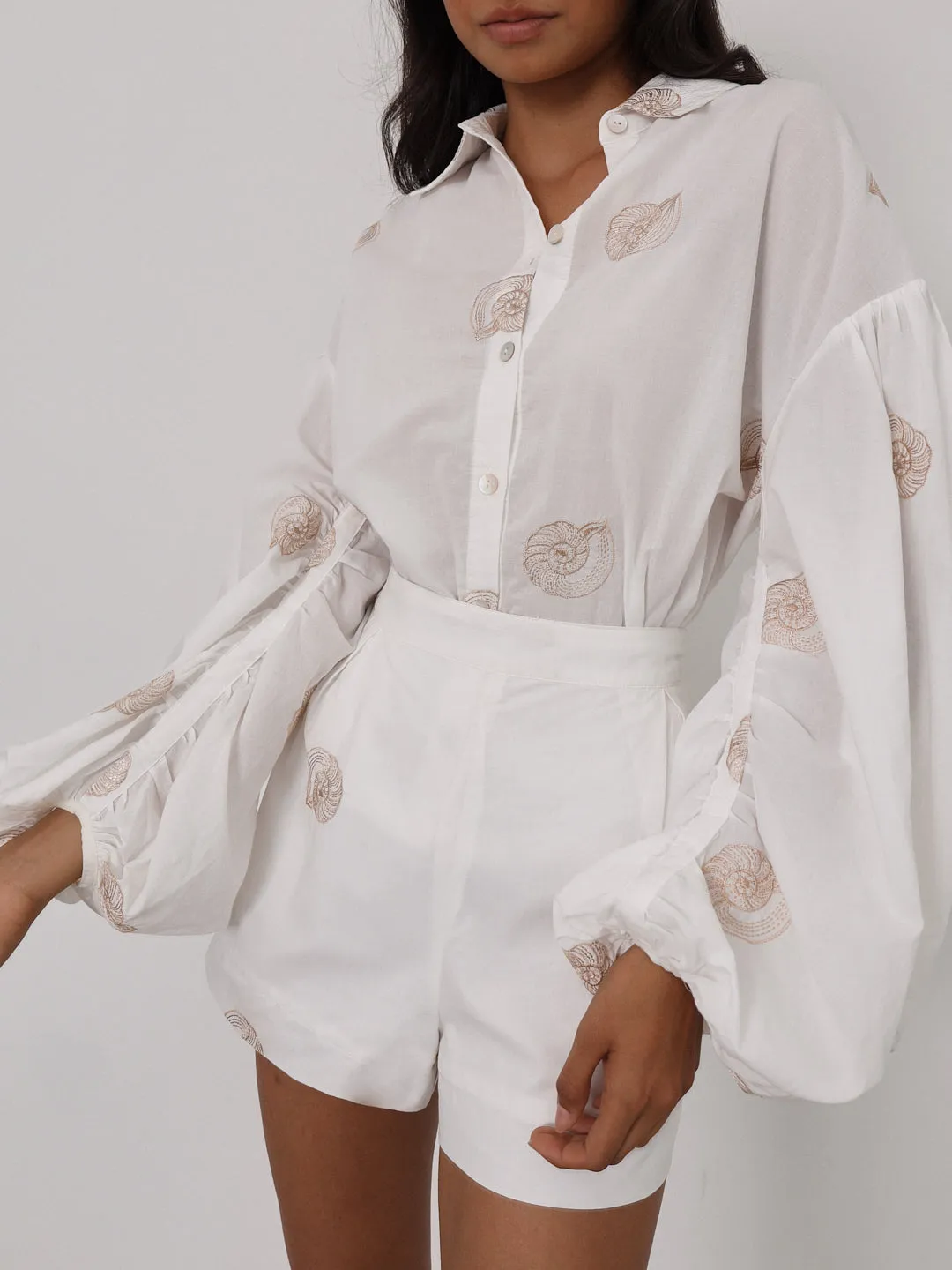 Avia Embroidered Cotton Shorts | White