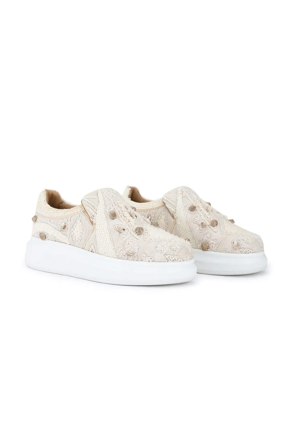 Beige Paradise Classic Wedge Sneakers