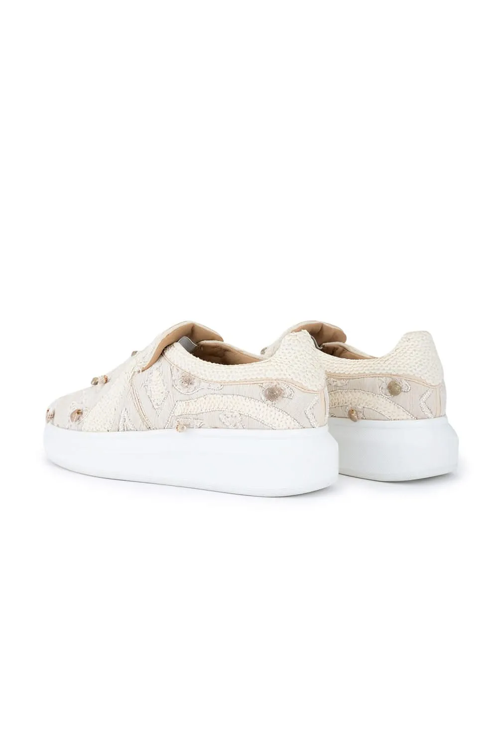 Beige Paradise Classic Wedge Sneakers