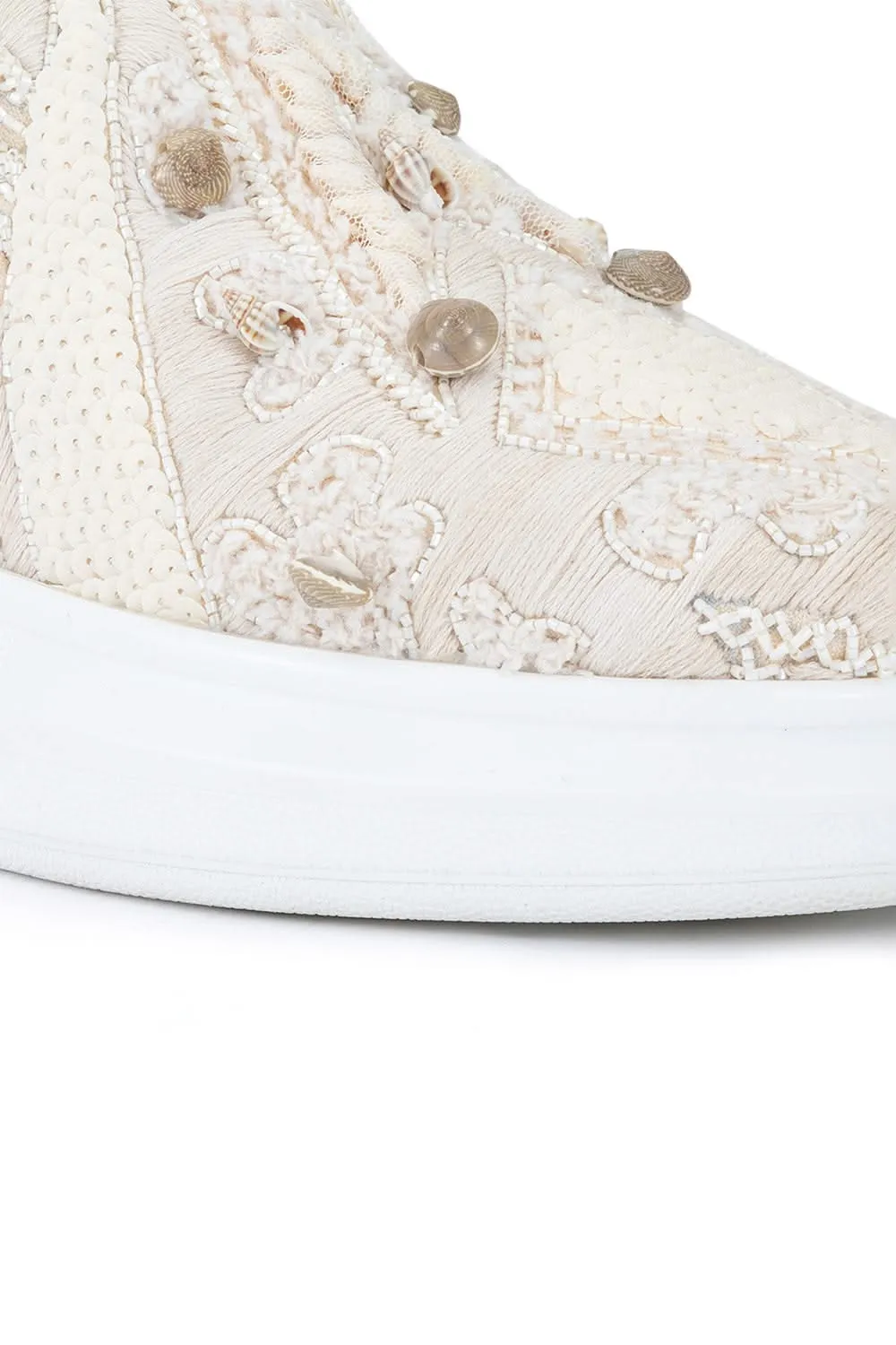 Beige Paradise Classic Wedge Sneakers
