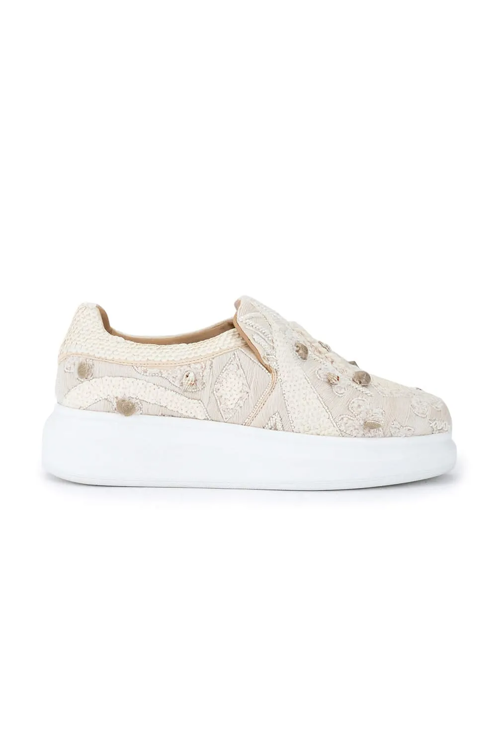 Beige Paradise Classic Wedge Sneakers