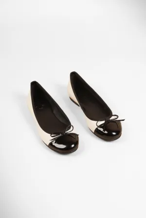 CARA BLACK AND WHITE - Two-Tone Leather Ballerinas