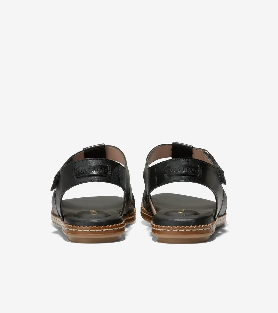 Cole Haan Cloudfeel Fisherman Black Jericho Leather Open Toe Flats Sandals