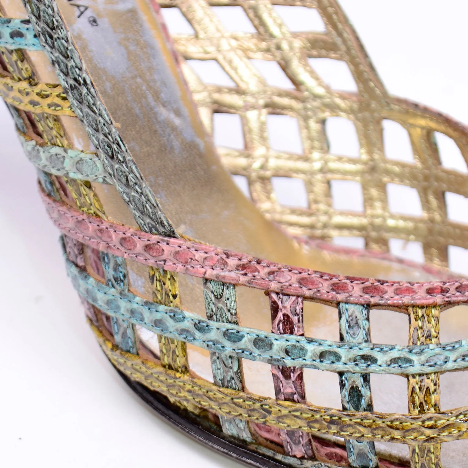 Dolce & Gabbana Woven Pastel Snakeskin Pointed Toe Heels 6.5