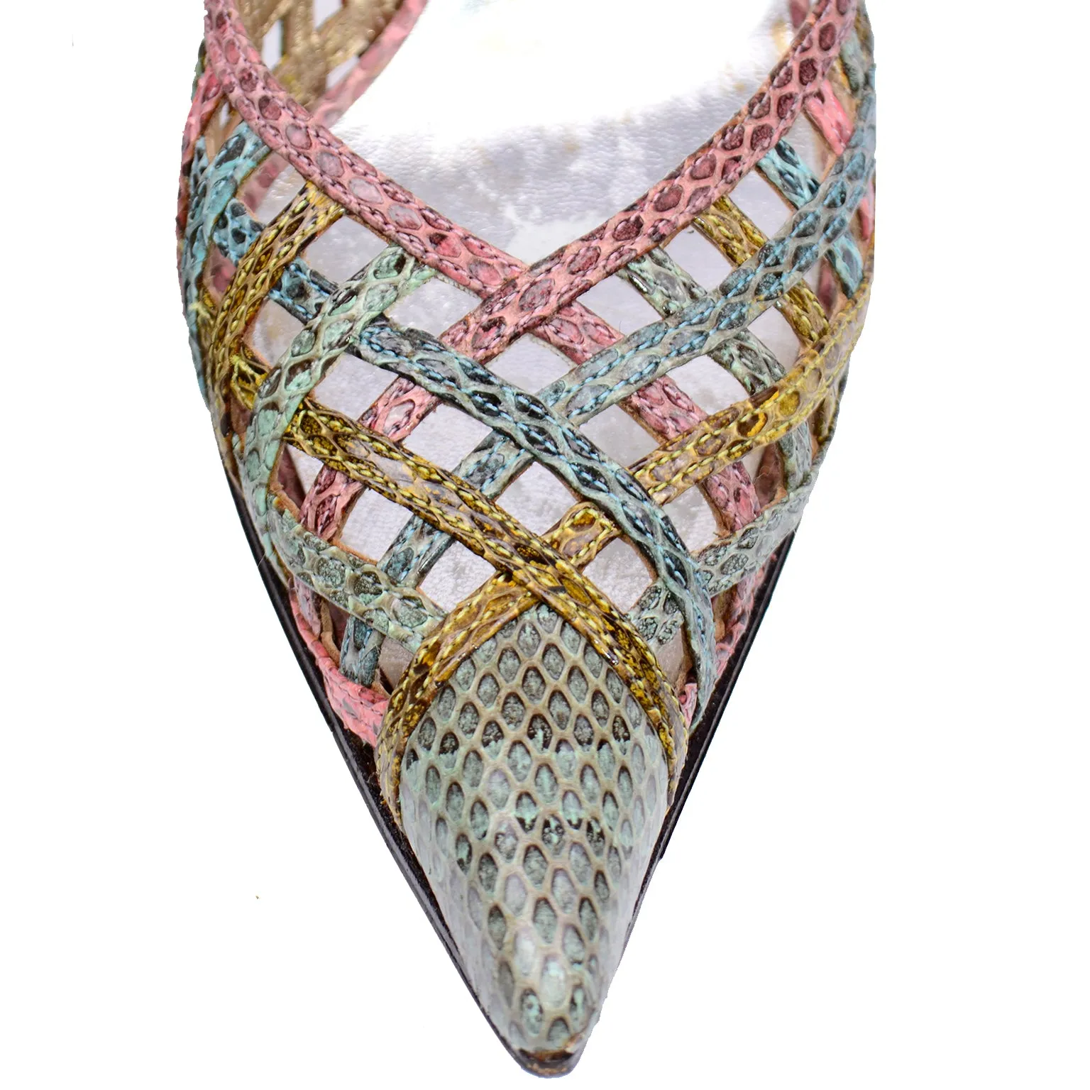 Dolce & Gabbana Woven Pastel Snakeskin Pointed Toe Heels 6.5
