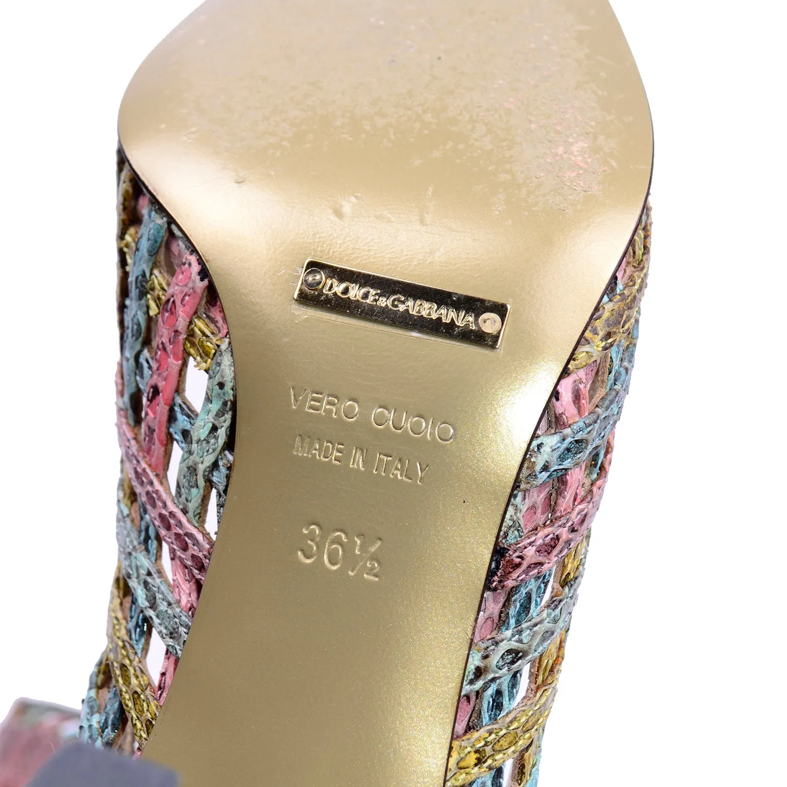 Dolce & Gabbana Woven Pastel Snakeskin Pointed Toe Heels 6.5