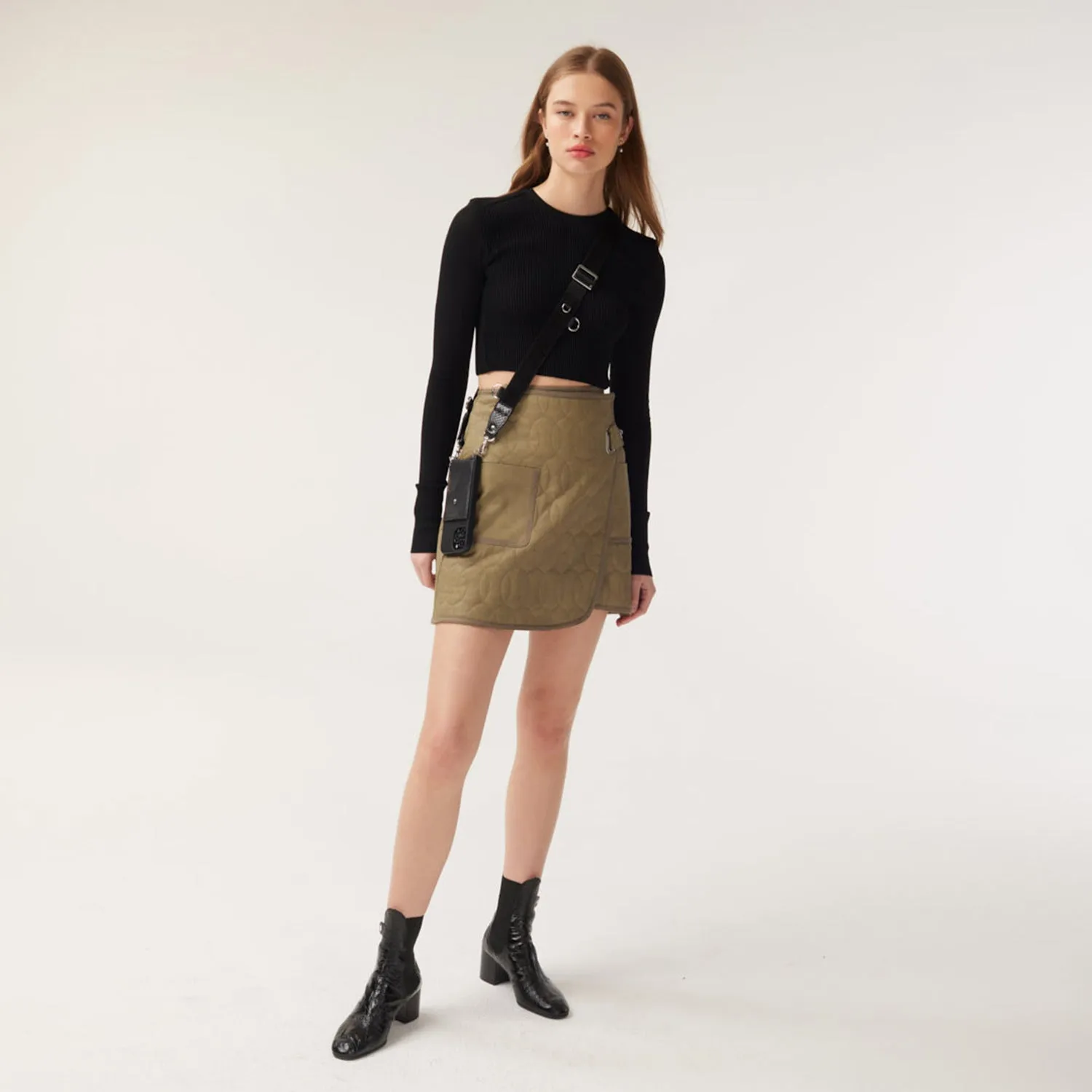 Fiona Side-Slot Crossbody Bandolier - Black/Silver