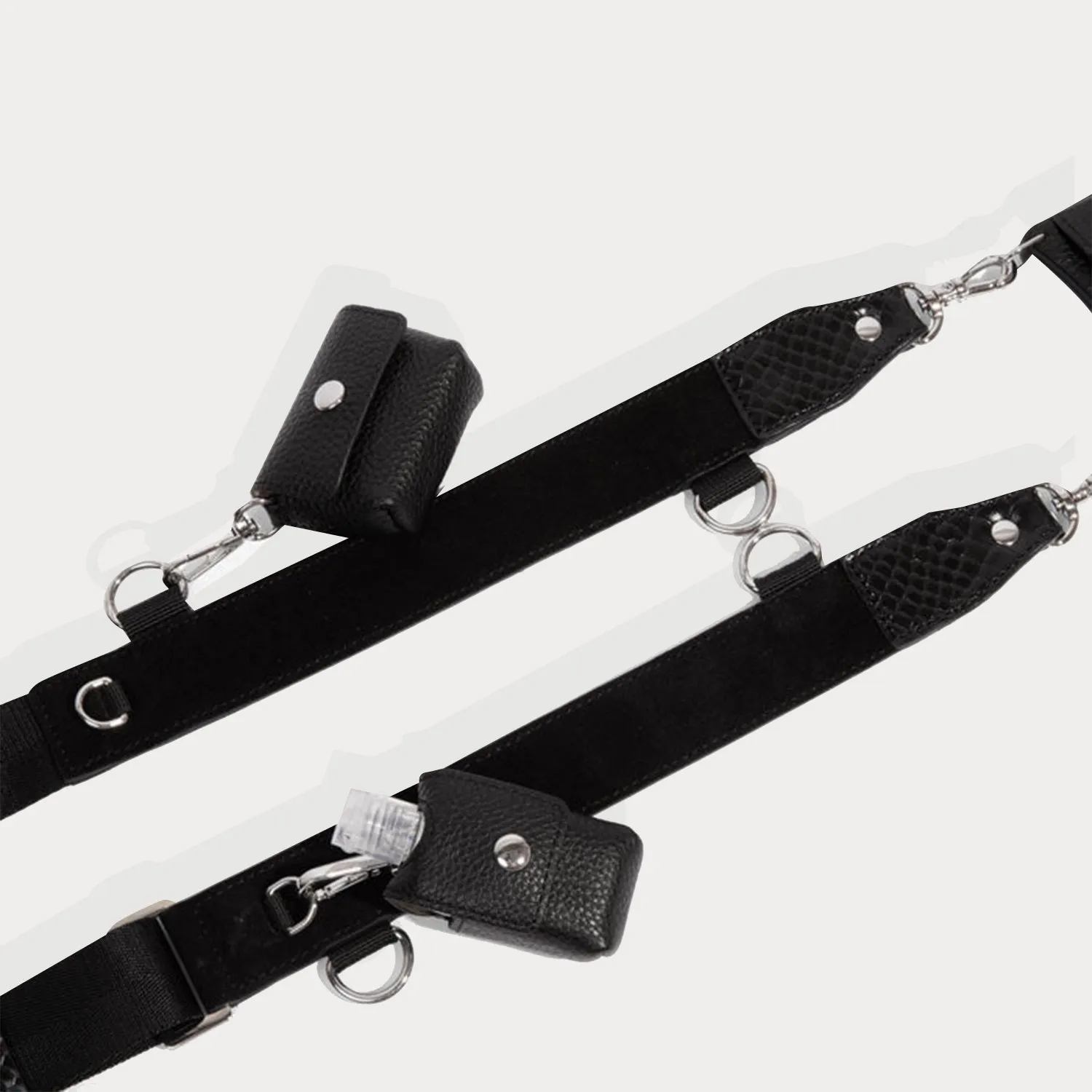 Fiona Side-Slot Crossbody Bandolier - Black/Silver