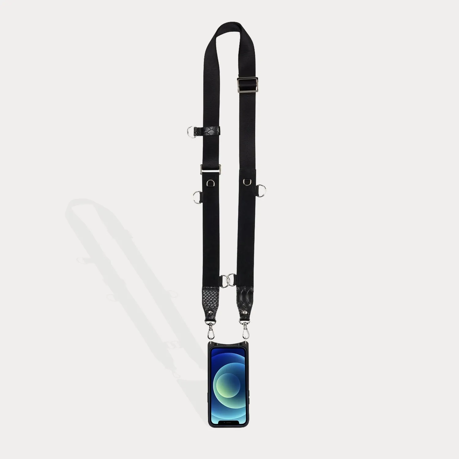 Fiona Side-Slot Crossbody Bandolier - Black/Silver