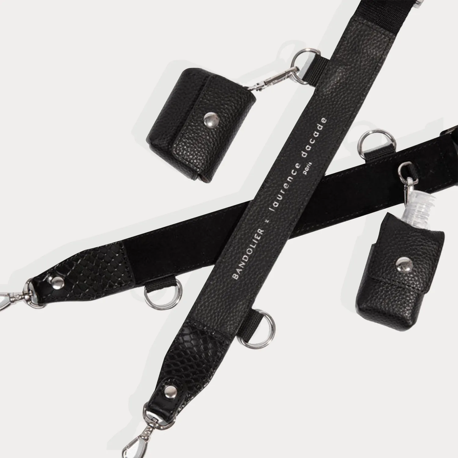 Fiona Side-Slot Crossbody Bandolier - Black/Silver
