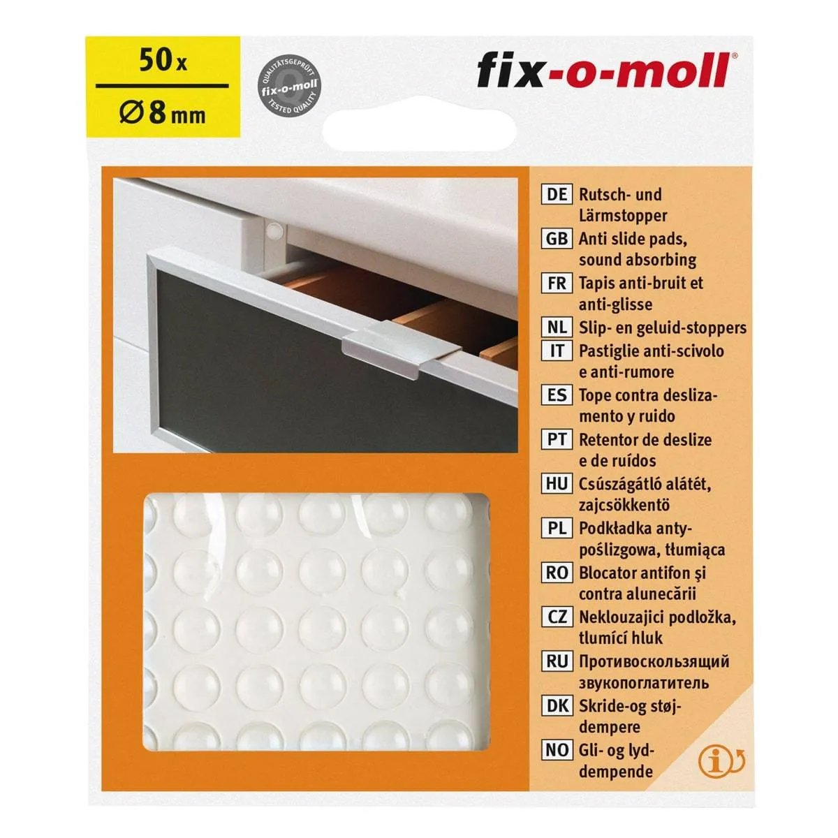 Fix-O-Moll Anti Slide Pads Self Adhesive Clear Dia 8 mm