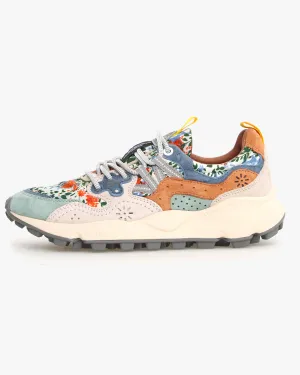 Flower Mountain Womens Yamano 3 Suede & Printed Cotton - Spring Flowers Grey / Milk