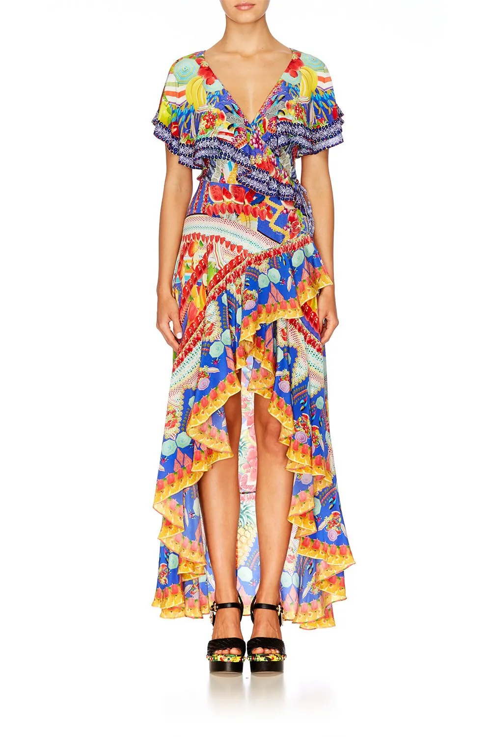 FRILL SLEEVE LONG DRESS RIO RIOT