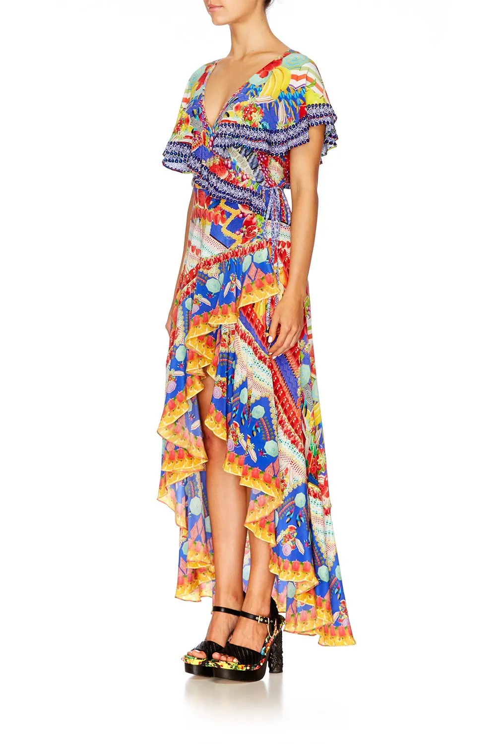 FRILL SLEEVE LONG DRESS RIO RIOT