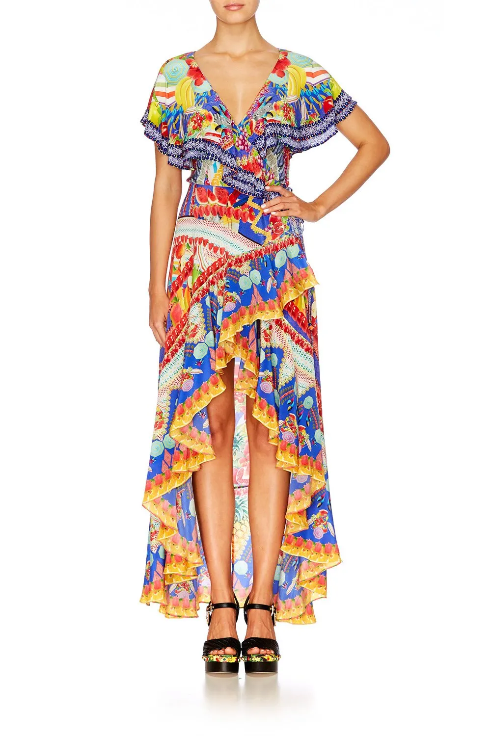 FRILL SLEEVE LONG DRESS RIO RIOT