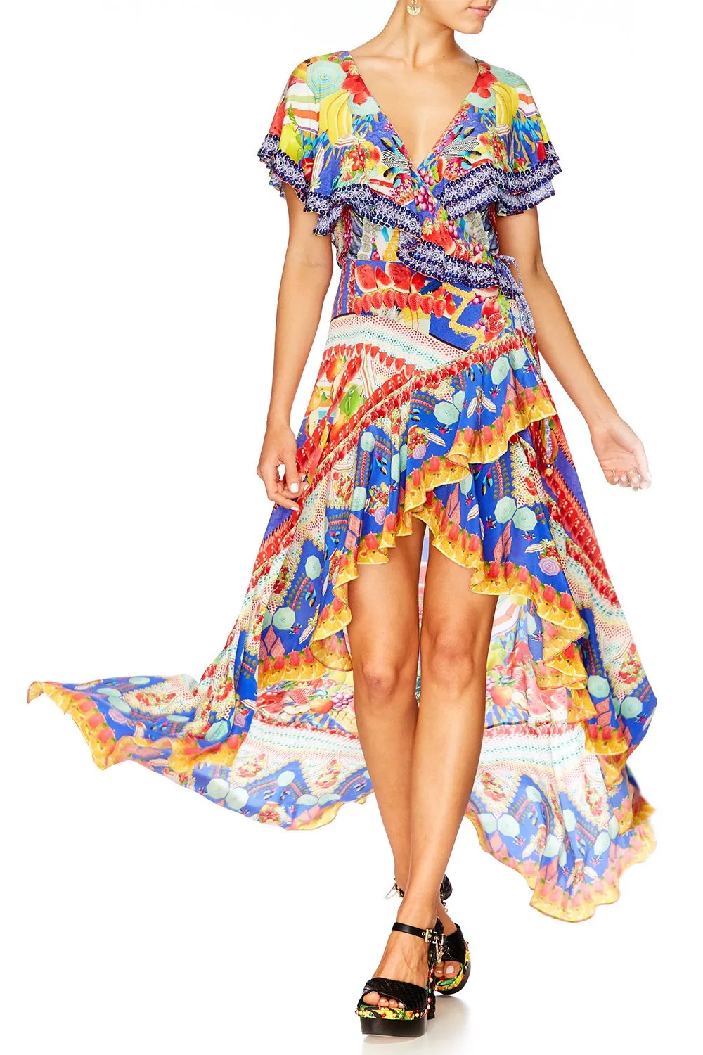 FRILL SLEEVE LONG DRESS RIO RIOT