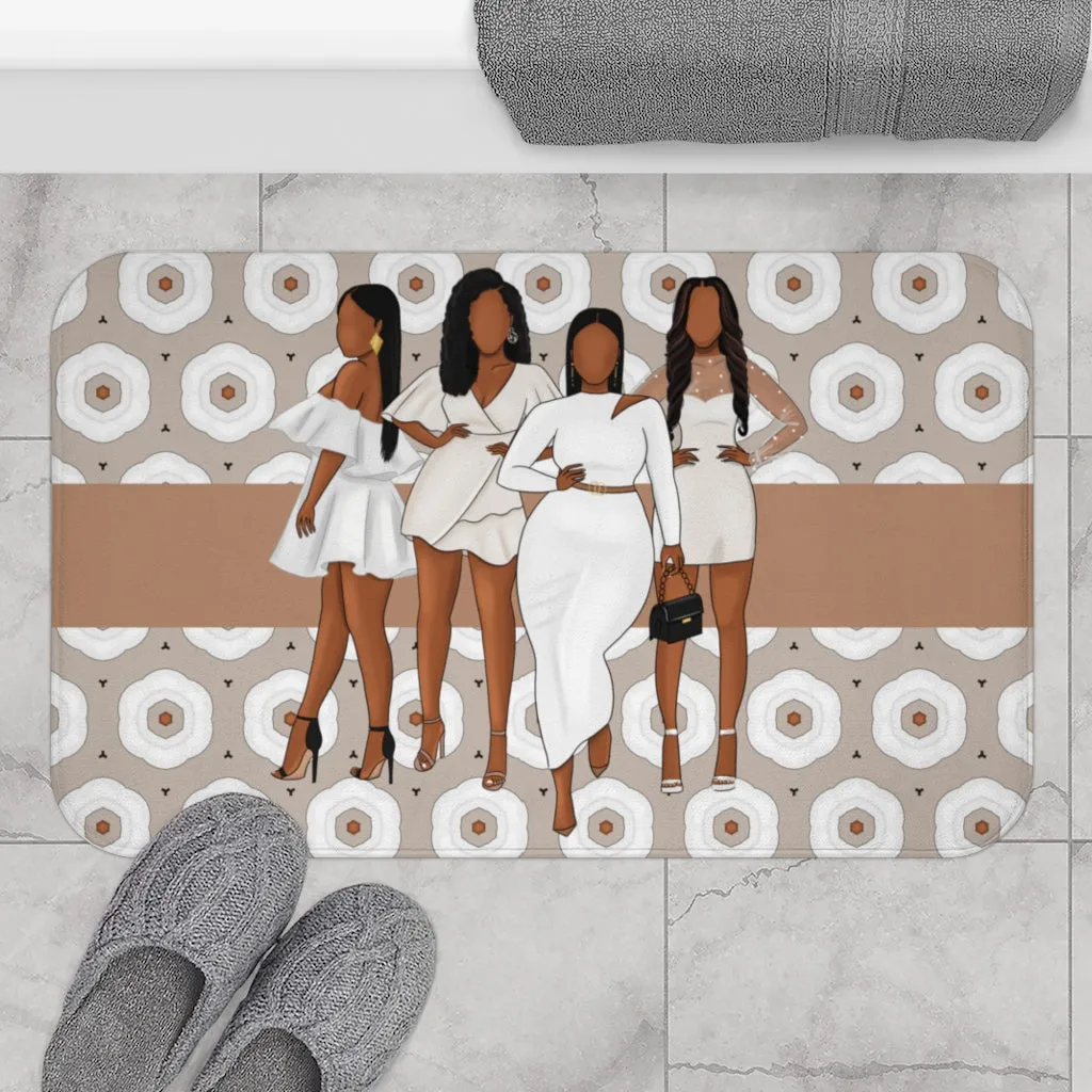 GLAM WHITE FLORAL Bath Mat