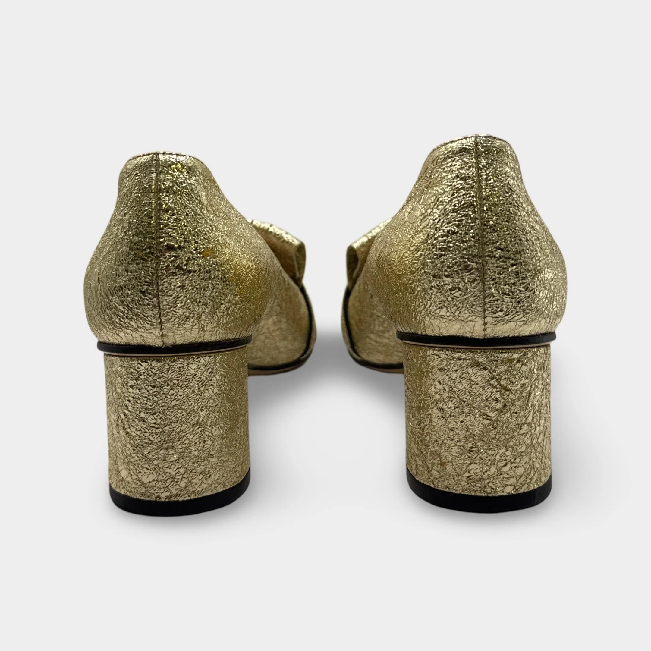 Gucci Galassia GG Marmont Fringe Gold Metallic Loafers