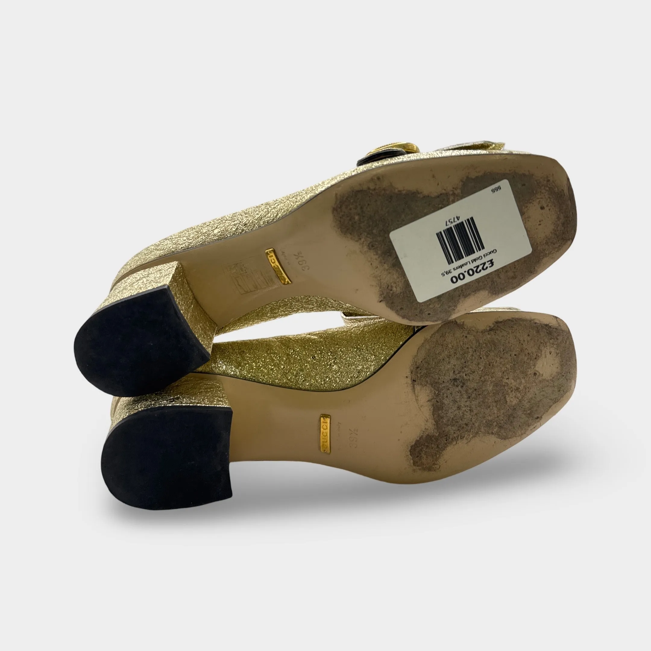 Gucci Galassia GG Marmont Fringe Gold Metallic Loafers