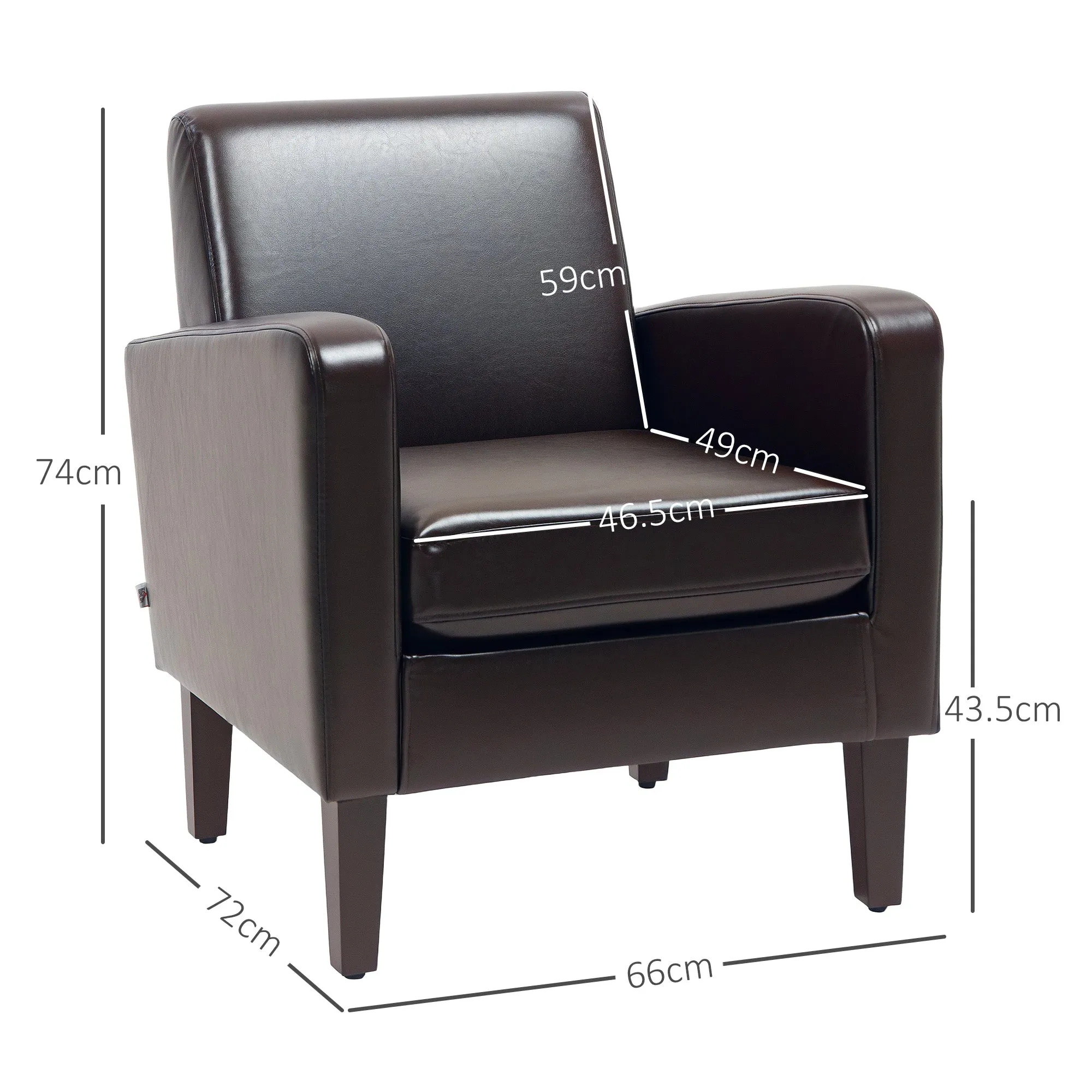 HOMCOM Armchair Accent Chair with Eucalyptus Wood Legs for Bedroom Brown
