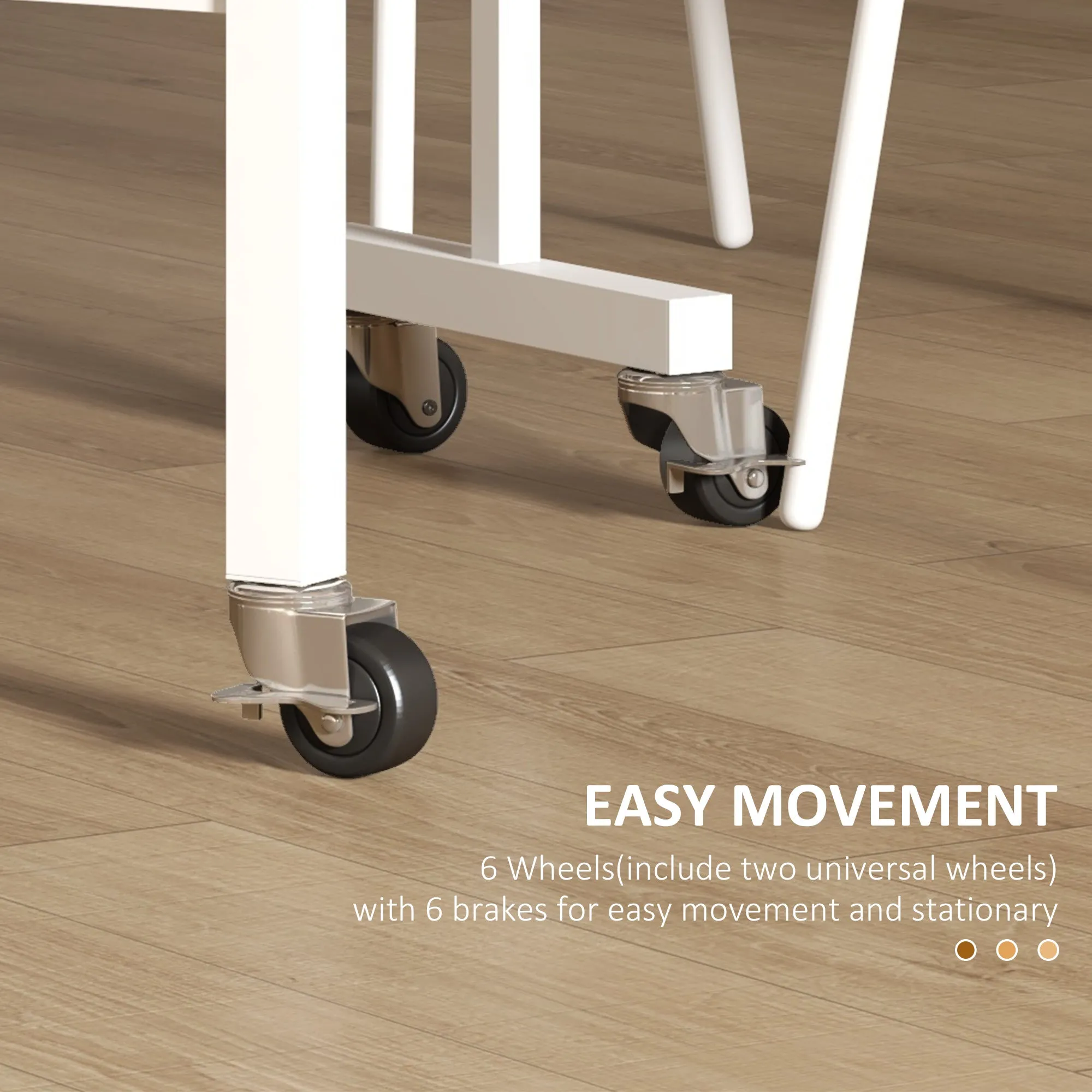 HOMCOM Drop Leaf Table with Wheels Folding Dining Table for Small Spaces, Nature