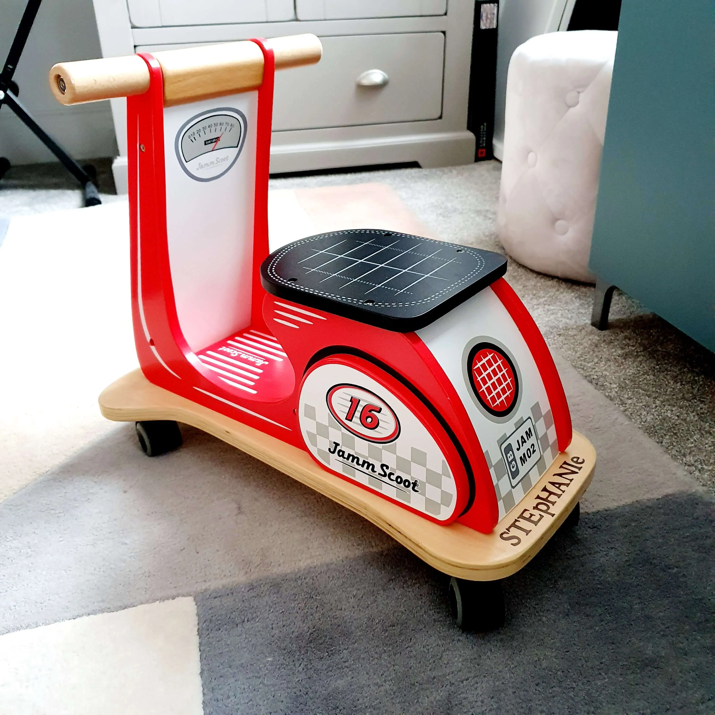 Jamm Scoot Ride On Scooter - Racing Red - can be personalised