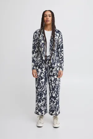 Kate Print Trousers in Total Eclipse Blue