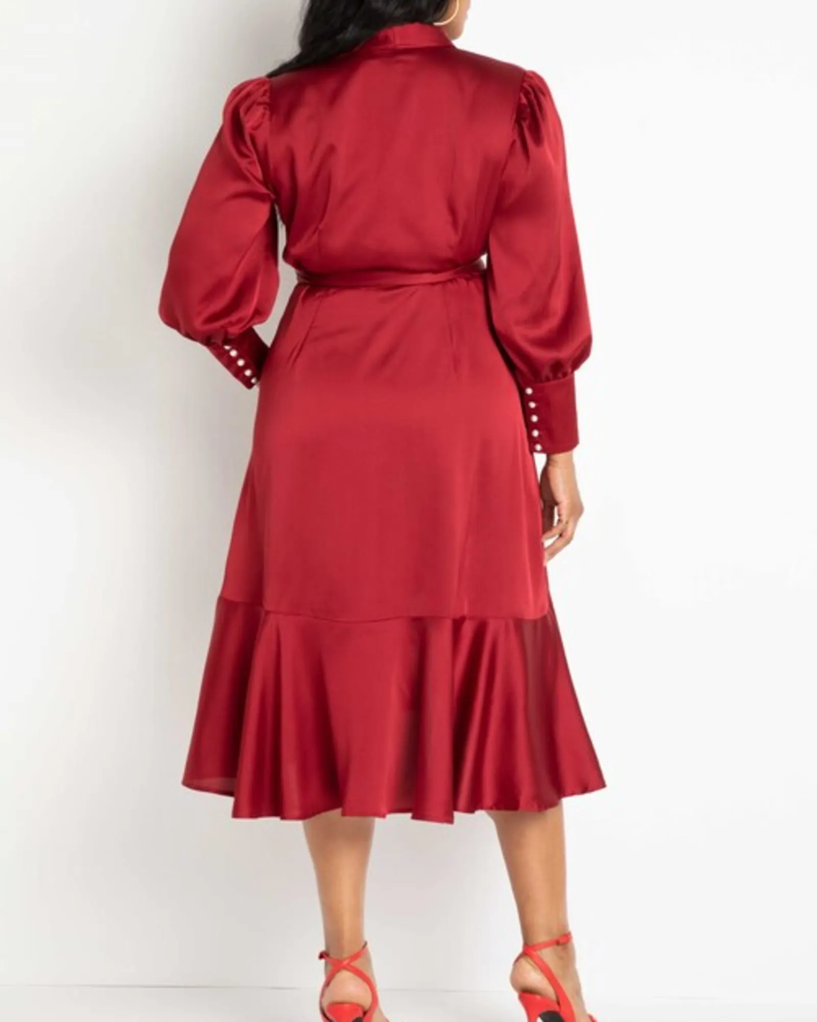 Layan Satin Wrap Dress | Biking Red