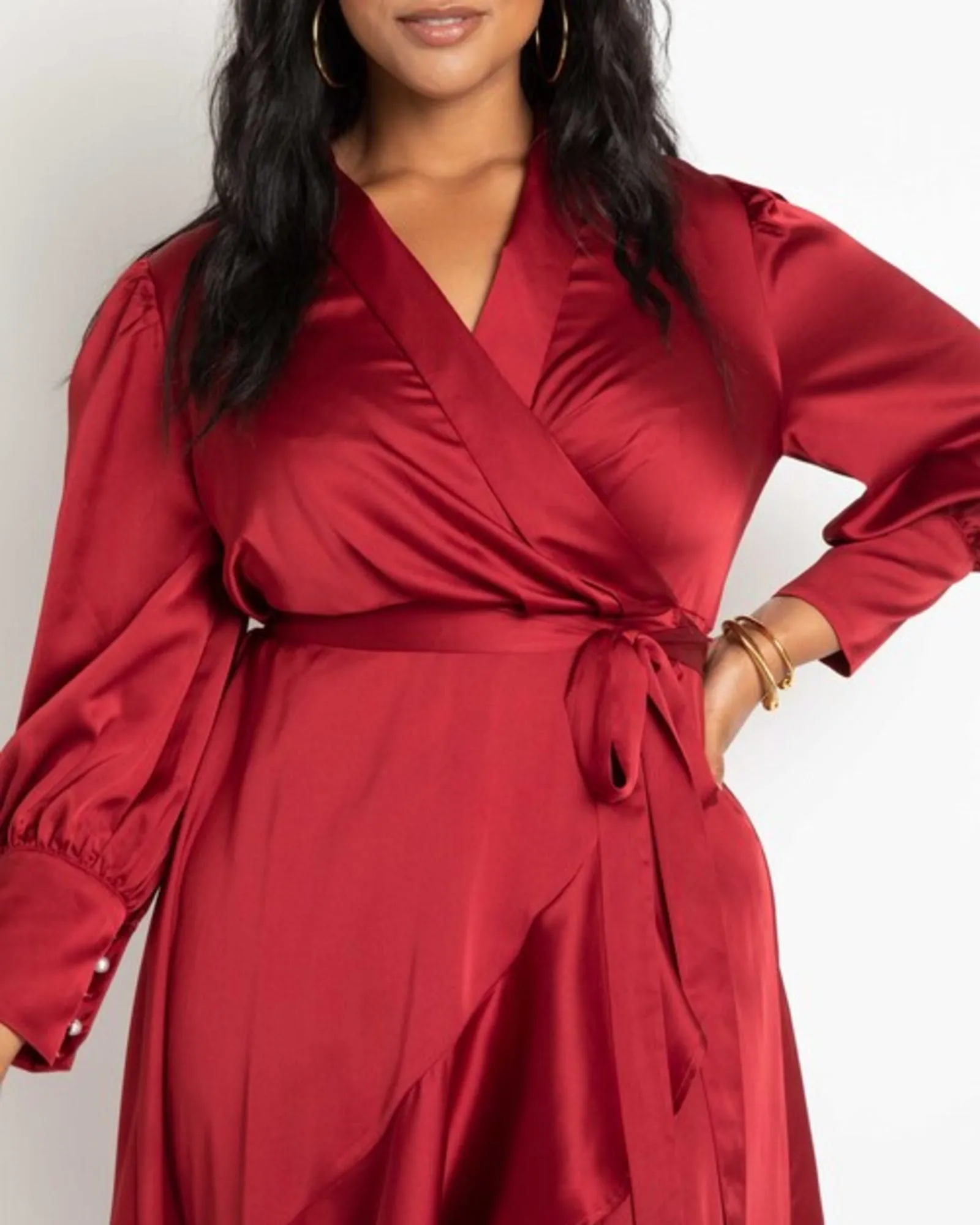 Layan Satin Wrap Dress | Biking Red