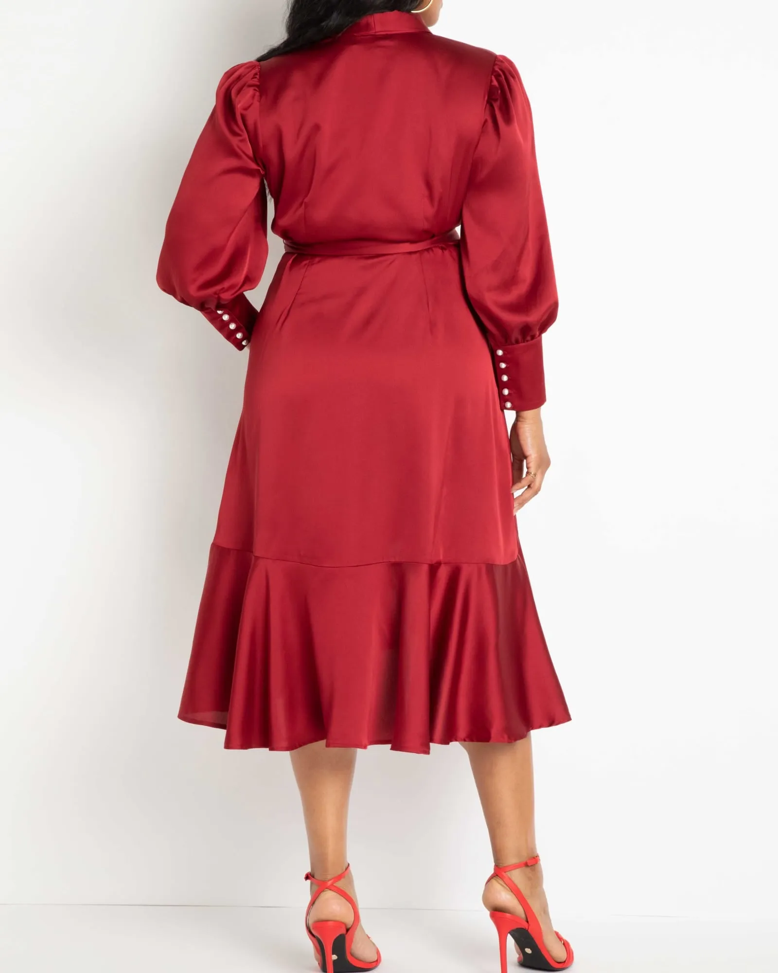 Layan Satin Wrap Dress | Biking Red