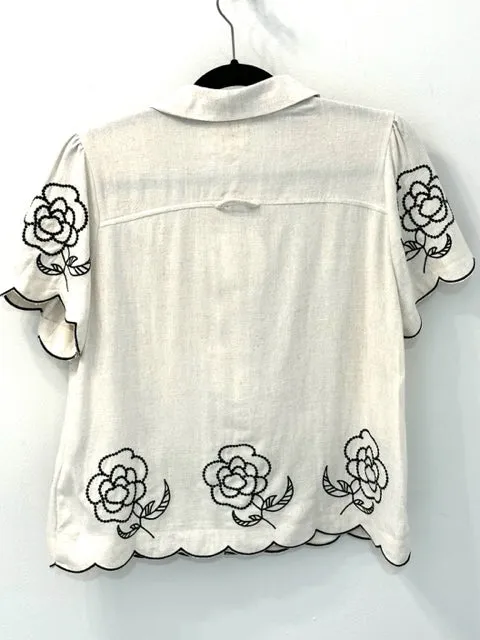 Linen Floral Embroidered Set