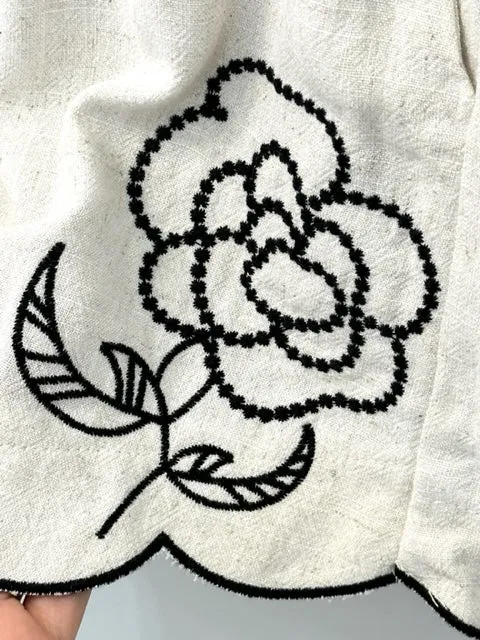 Linen Floral Embroidered Set
