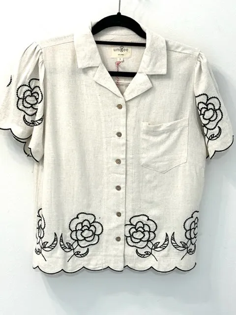 Linen Floral Embroidered Set