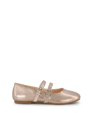 Little Girls' Amy Double Strap Ballet Flat in Champagne