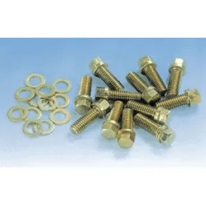 Milodon Intake Manifold Bolts - Gold Iridite - Hex Head - SB/BB Chevy - SB/BB Chrysler