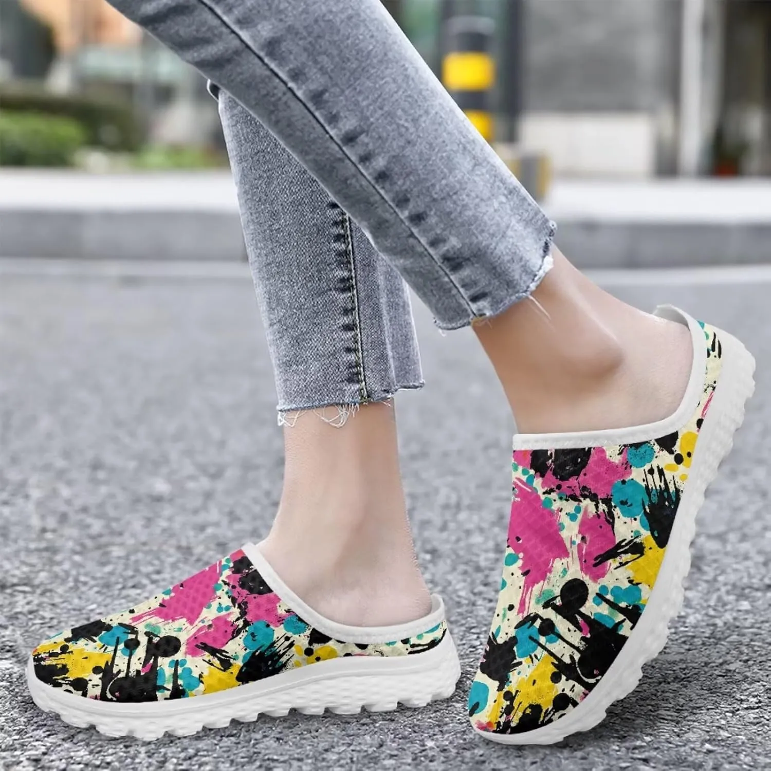 Mule Tennis Shoes for Women Breathable Loafers Lightweight Travel Garden Clogs Low Top Sneaker