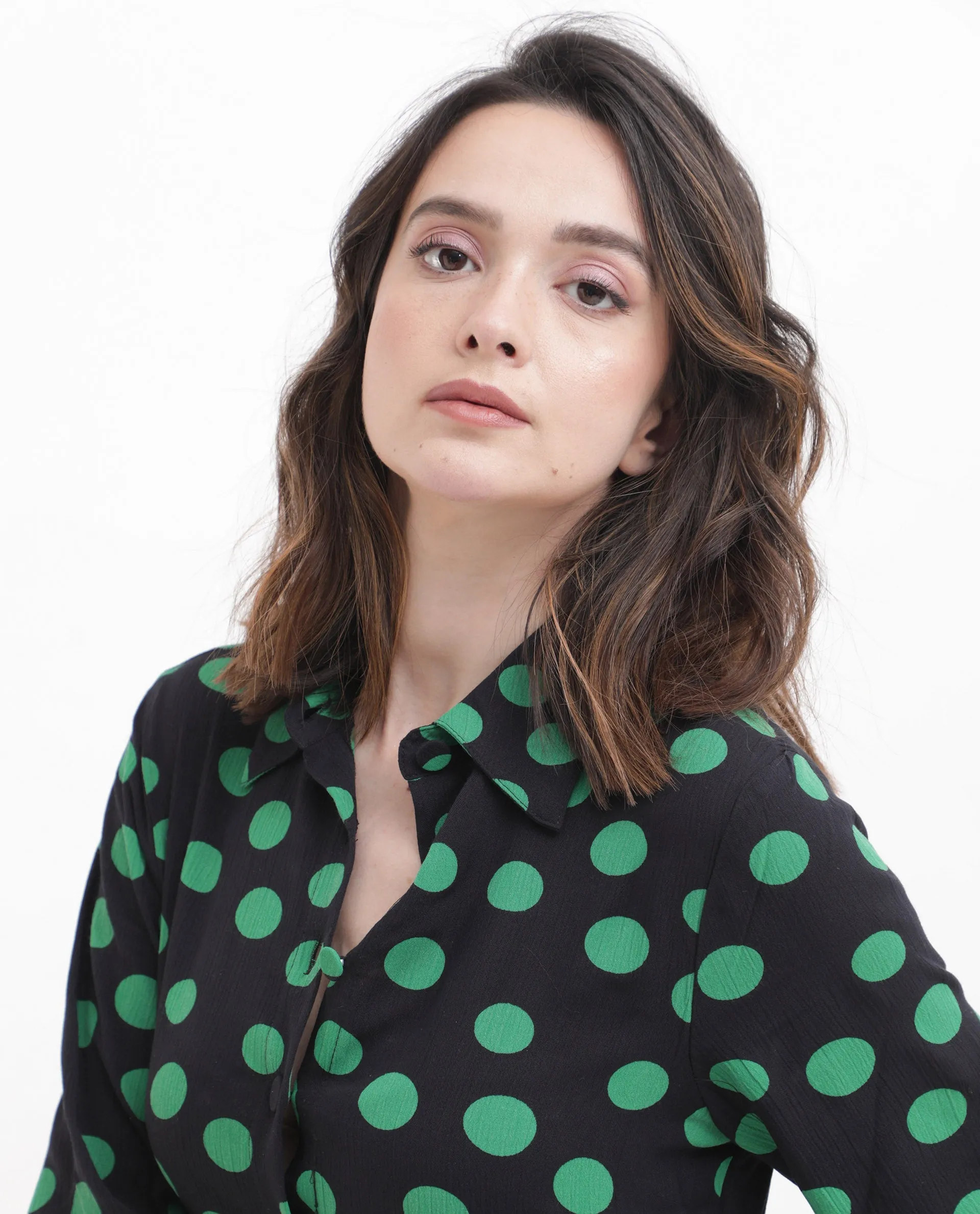 Rareism Women Winslet Black Rayon Fabric Regular Sleeves Collared Neck Abstract Print Regular Length Dress