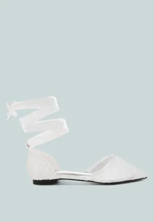 Shrami Pearl & Rhinestone Strap Flat Sandals
