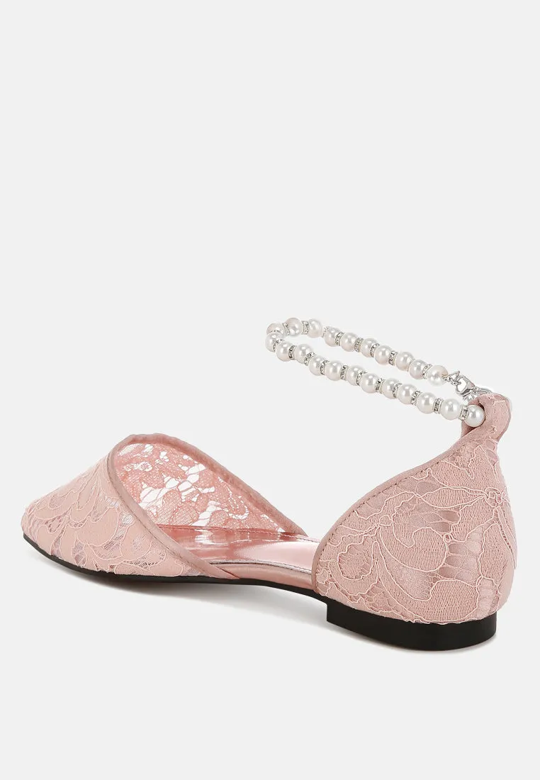 Shrami Pearl & Rhinestone Strap Flat Sandals