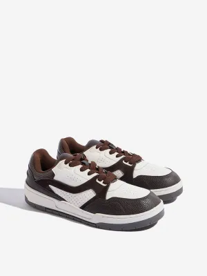SOLEPLAY Brown Colour-Blocked Lace-Up Sneakers