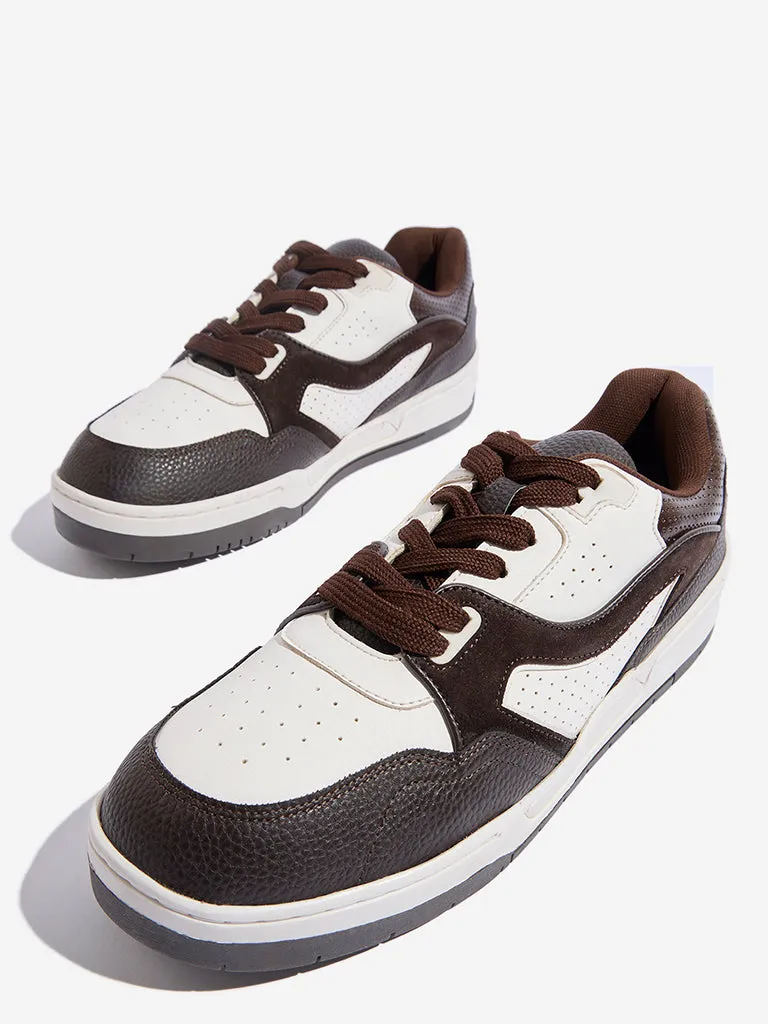 SOLEPLAY Brown Colour-Blocked Lace-Up Sneakers