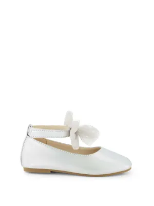 Toddler Amy Tulle Bow Ballet Flat in Silver